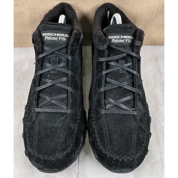 Skechers Shoes - Skechers Bikers Totem Pole Black Suede Faux Fur Ankle Boots Womens Size 10
